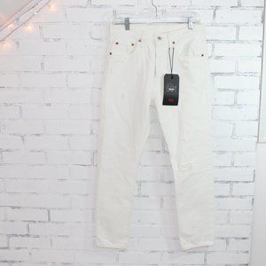 Levi's White Button Fly 501 Jeans